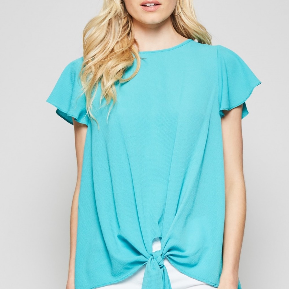 Jade Flutter Sleeve Tie Front Blouse